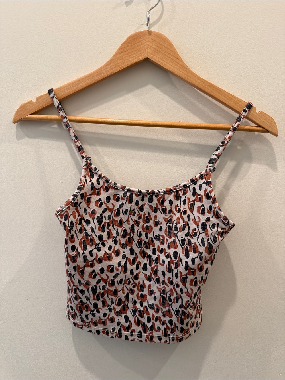 Daily Practice / Anthropologie Leopard Print Spaghetti Strap Crop Top Size XS